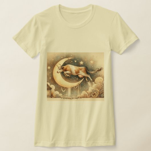 牛は月から飛び降りた Tシャツ (レイダウン)