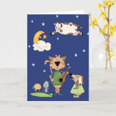 牛は月のカードを飛び越えた カード (黄色い花)