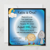 牛は月の上に飛び越えカスタムた誕生日招待状 招待状 (裏面)