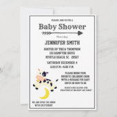 牛は月の子供部屋の赤ちゃんシャワーを飛び越えた 招待状 (正面)