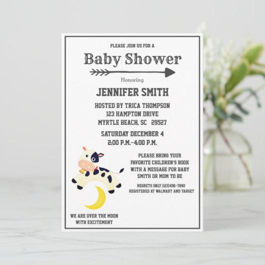 牛は月の子供部屋の赤ちゃんシャワーを飛び越えた 招待状 (スタンド正面)