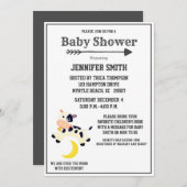 牛は月の子供部屋の赤ちゃんシャワーを飛び越えた 招待状 (正面/裏面)