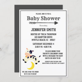 牛は月の子供部屋の赤ちゃんシャワーを飛び越えた 招待状