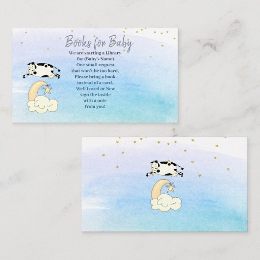 牛は月の男の子達に本を持って飛び越えた エンクロージャーカード (正面/裏面)