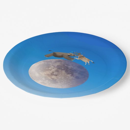 牛は月の紙プレートを飛び越えた ペーパープレート (アングル)