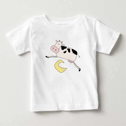 牛は月のTシャツおよびギフトを飛び越します ベビーTシャツ (正面)