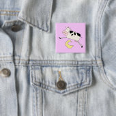 牛は月のTシャツおよびギフトを飛び越します 缶バッジ (インサイチュ)