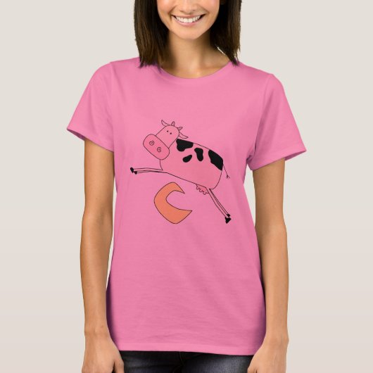 牛は月のTシャツおよびギフトを飛び越します Tシャツ (正面)