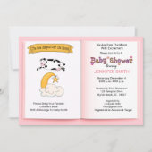 牛は月女の子の赤ちゃんシャワーを飛び越えた 招待状 (正面)