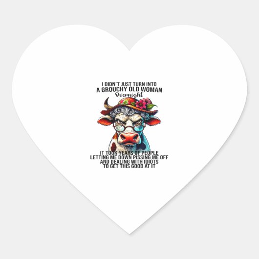 牛は私はちょうど不機嫌な老婆Ovに変わらなかった ハートシール (正面)