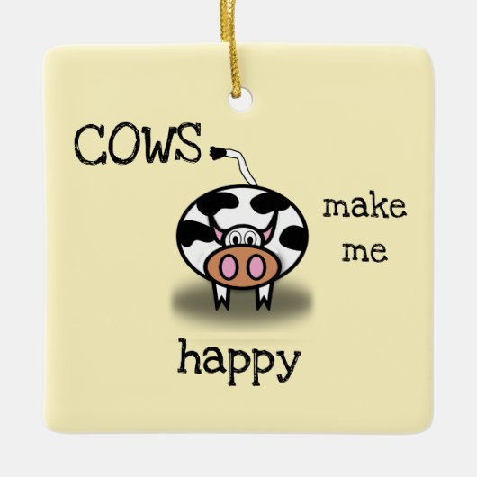 牛は私を幸せにさせます セラミックオーナメント (正面)