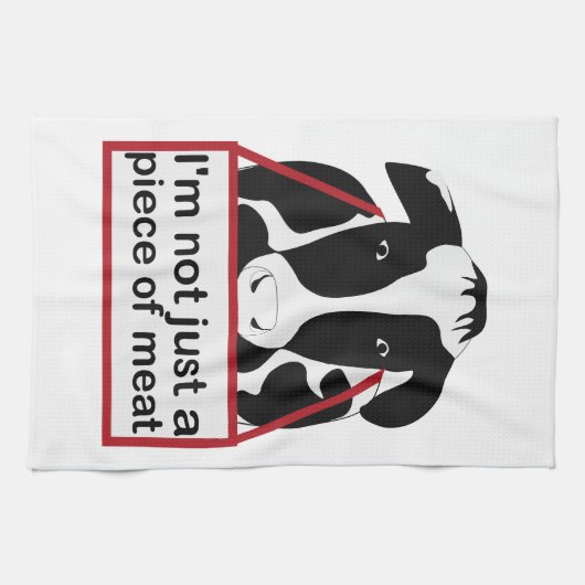 牛は肉用タオおもしろいルだけ キッチンタオル (横)