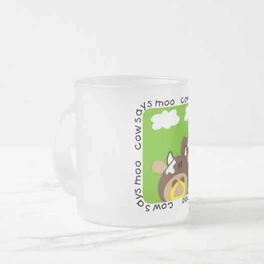 牛はMooのTシャツおよびギフトを言います フロストグラスマグカップ (正面左)