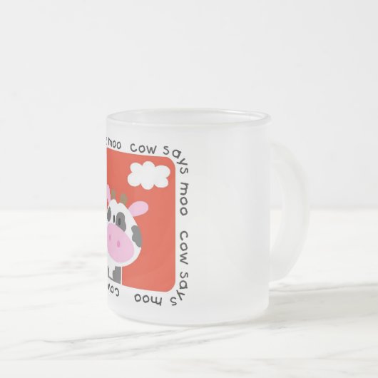 牛はMooのTシャツおよびギフトを言います フロストグラスマグカップ (正面右)