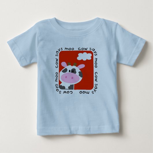 牛はMooのTシャツおよびギフトを言います ベビーTシャツ (正面)