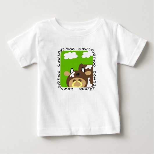 牛はMooのTシャツおよびギフトを言います ベビーTシャツ (正面)