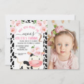 牛はMoosの写真を聞いたことがある2番目の誕生日 招待状 (正面)