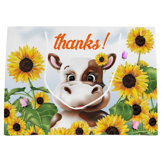 牛ひまわりファームありがとう ラージペーパーバッグ (正面)