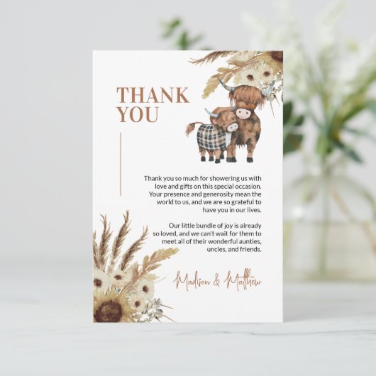 牛ひまわりファーム赤ちゃんシャワーサンキューカード 招待状 (スタンド正面)