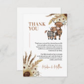 牛ひまわりファーム赤ちゃんシャワーサンキューカード 招待状 (正面/裏面)