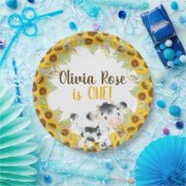 牛ひまわり女の子の誕生日カスタマイズ紙プレート ペーパープレート (パーティー)