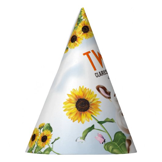 牛ひまわり女の子2歳の誕生日 パーティーハット (左)