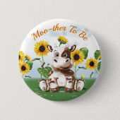 牛ひまわり母親 缶バッジ (正面)