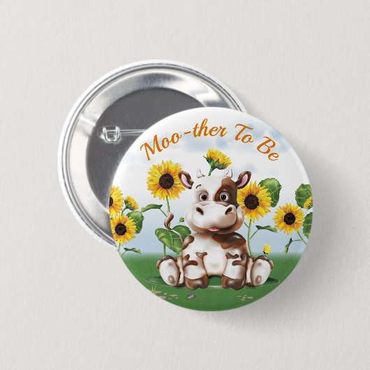 牛ひまわり母親 缶バッジ (正面&裏面)