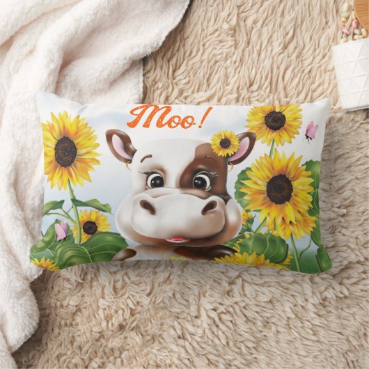 牛ひまわり農場 ランバークッション (ブランケット)