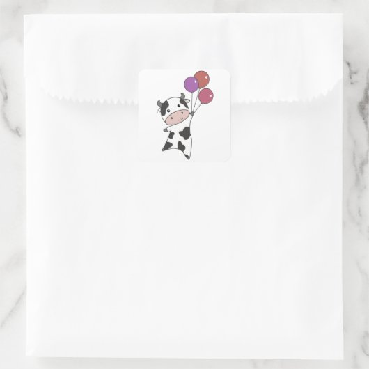 牛ふくらはぎ風船かわいい動物 スクエアシール (バッグ)