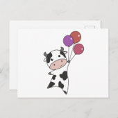 牛ふくらはぎ風船かわいい動物 ポストカード (正面/裏面)