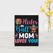 牛または牝の性別発表ハイランド牛の母 カード (黄色い花)