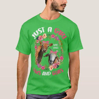 牛やヤギが大好きな女の子かわいい農家F Tシャツ