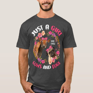 牛や犬が大好きな女の子かわいい農家Fl Tシャツ