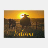 牛をサンセットウェルカム ドアマット (正面)