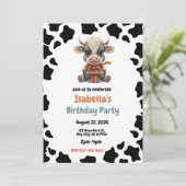 牛をテーマにした誕生日パーティーの招待状 シーズンカード (スタンド正面)