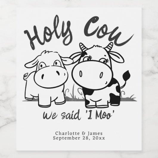 牛をテーマモーにおもしろいした結婚と ワインラベル (シングルラベル)