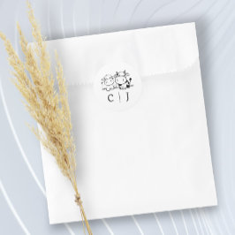 牛をテーマモーにした結婚ら ラウンドシール