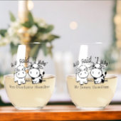 牛をテーマモーにした結婚 ステムなしワイングラス