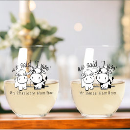 牛をテーマモーにした結婚 ステムなしワイングラス