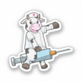 牛をナースとしてハート&シリンジ シール (正面)