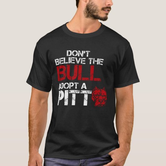 牛を信じるな ピットブルを迎えよう Tシャツ (正面)