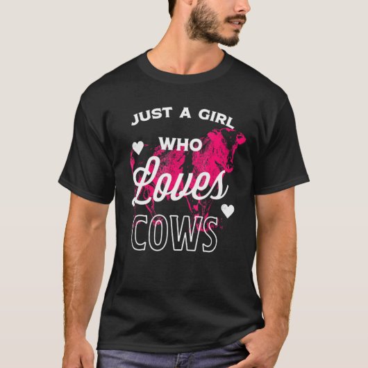 牛を愛する女の子の農業 Tシャツ (正面)