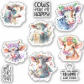 牛を愛する女の子 シール (正面)