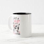 . .牛を愛する少女おもしろいに変わらない ツートーンマグカップ (正面左)