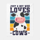 牛を愛する少年 フリースブランケット (正面)