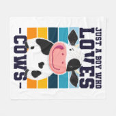 牛を愛する少年 フリースブランケット (正面(横))