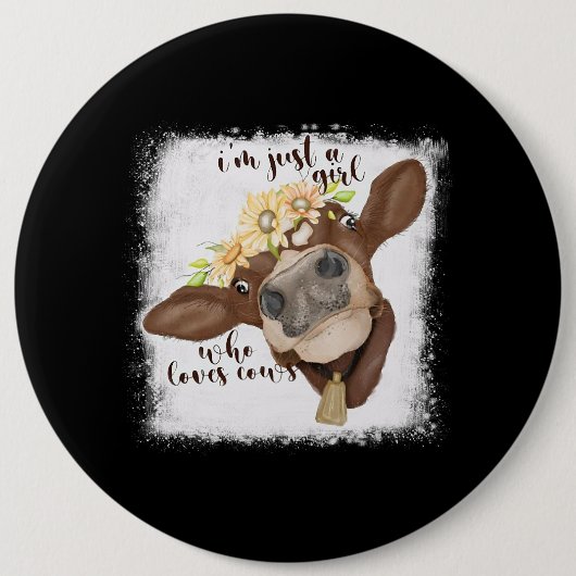 牛を愛するImジャスト女の子Shirt Cow Lov 缶バッジ (正面)