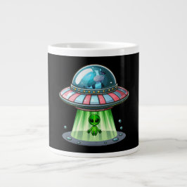 牛を拉致するエイリアン ジャンボコーヒーマグカップ