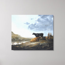 牛を持つ若い牧夫 キャンバスプリント